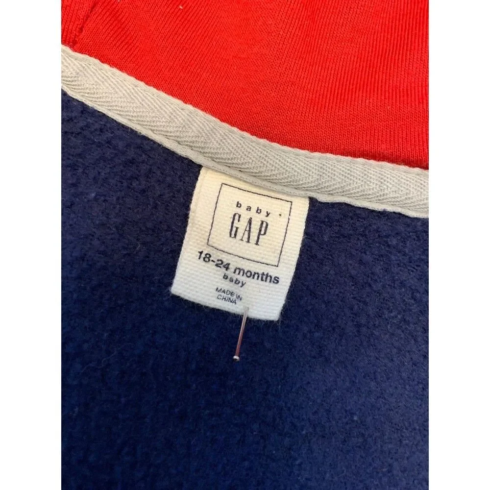 Baby Gap Hoodie Toddler 18-24M Fleece Spell Out Colorblock Zip Up